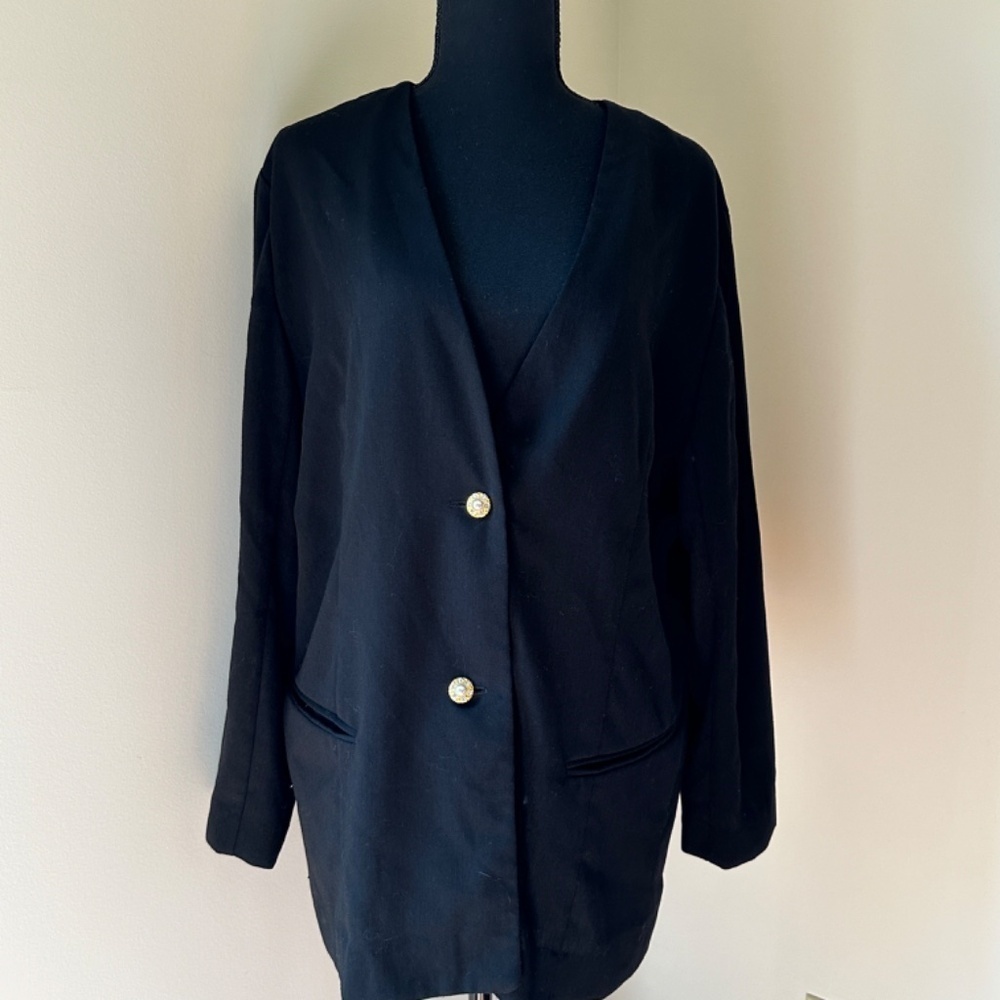 *JACLYN SMITH* Black x Gold Long Sleeve Blazer Suit Jacket Size